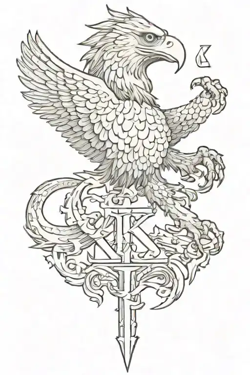 Sure, here's the translation:  ---  The letter K should contain an eagle figure, and the letter A should contain a wolf  tattoo design idea