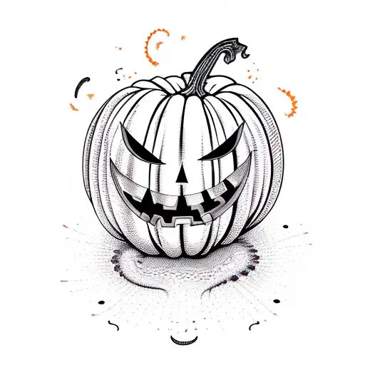 demonic pumpkin with worms tattoo design idea