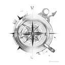 broken compass on the chest and as the broken pieces of glass travel up and down the arm transform into Raven feathers  tattoo design idea
