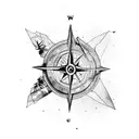 broken compass on the chest and as the broken pieces of glass travel up and down the arm transform into Raven feathers  tattoo design idea