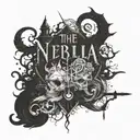 The word  "Niebla" like lorna shore band writted tattoo design idea