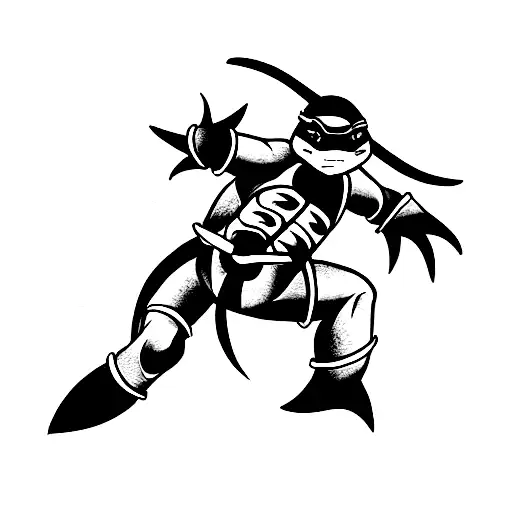 abstract tattoo of ninja turtles 90s cartoon in black tattoo design idea