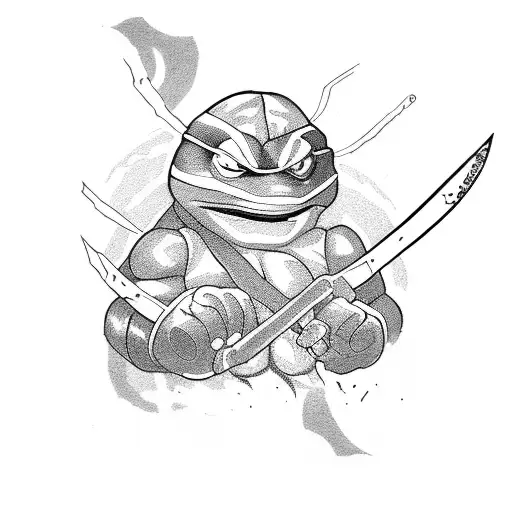 abstract tattoo of ninja turtles 90s cartoon in black tattoo design idea
