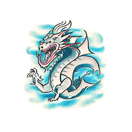 A group of adventurers battling a dragon in a role play game setting tattoo design idea