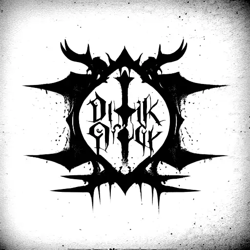 Gothic" - This logo has a dark and moody feel, using Gothic-inspired typography and design elements. The font is bold an tattoo design idea