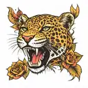 leopard print surrounded tattoo design idea