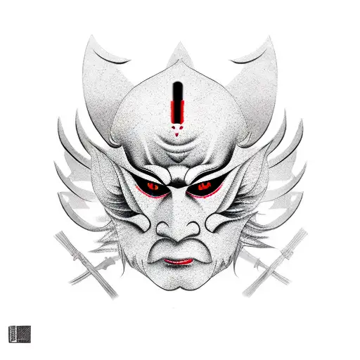 tengu mask, kabuki mask, bugaku mask tattoo tattoo design idea