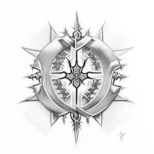 crown of thorns with crusader night below it tattoo design idea