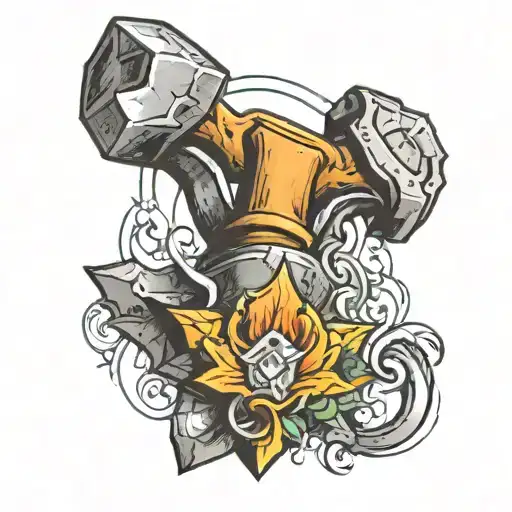 hammer and anvil tattoo design idea