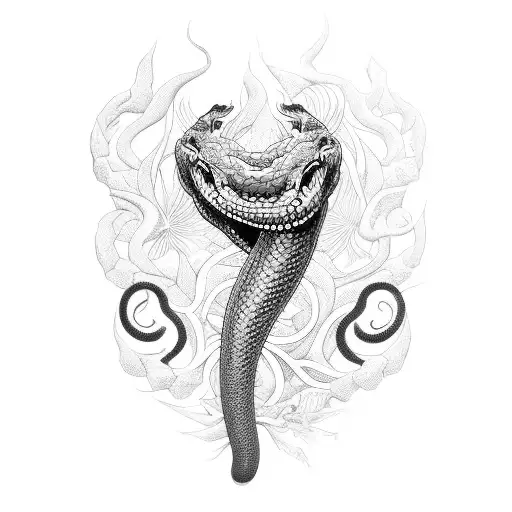 serpiente con flores de cerezo tattoo design idea