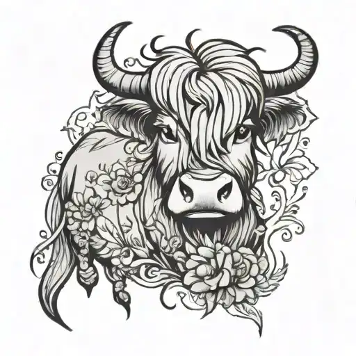 Disney and highland cow tattoo design idea