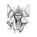 sekhmet infront of pyramids tattoo design idea
