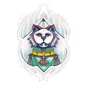 sekhmet infront of pyramids tattoo design idea