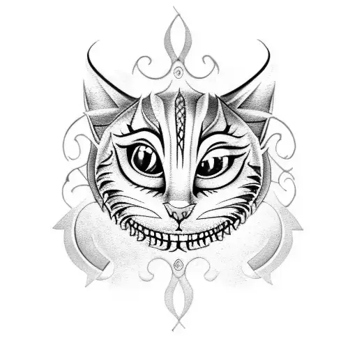 cute cheshire cat tattoo design idea