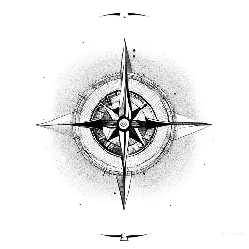 A compass and a knife crossed over a plate of food tattoo design idea