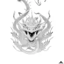 dragon fighting with raijin in all left arm tattoo design idea
