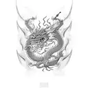 dragon fighting with raijin in all left arm tattoo design idea