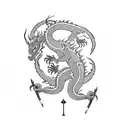 dragon fighting with raijin in all left arm tattoo design idea