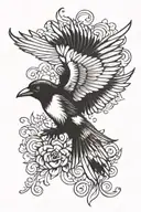 magpie flying tattoo design idea
