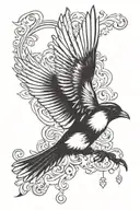 magpie flying tattoo design idea