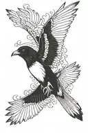 magpie flying tattoo design idea