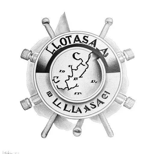 A black and grey tattoo of a Louisiana state map with a barbell in the center tattoo design idea