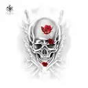 Design a red skeleton tattoo that symbolizes a journey from an intensive gaming past to a present of hard work and aspir tattoo design idea