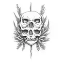 Design a red skeleton tattoo that symbolizes a journey from an intensive gaming past to a present of hard work and aspir tattoo design idea