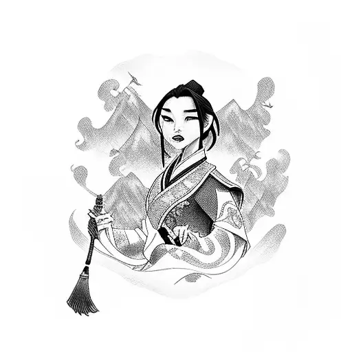 mulan, disney, mnm tattoo design idea