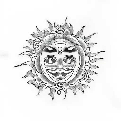 Tree of Life, rose, sun, smile tattoo design idea