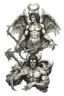 angel vs devil tattoo design idea