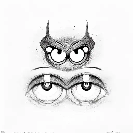 rows of pairs of eyes tattoo design idea
