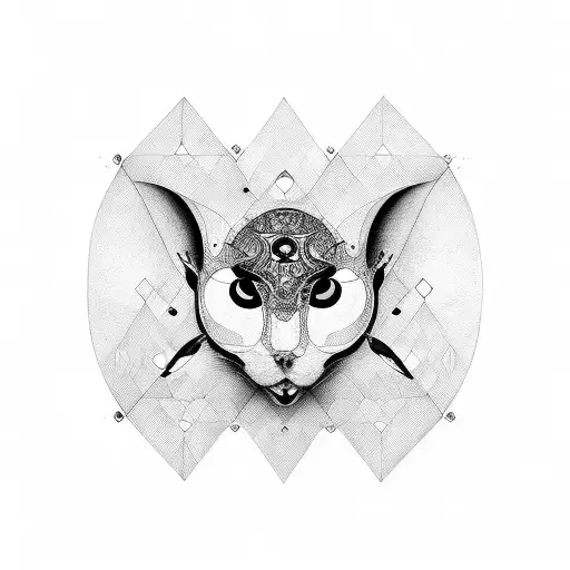 black and white illustration of mirrors and eyes tattoo design idea