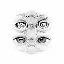 rows of pairs of eyes tattoo design idea