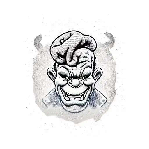 popeye böse volltätowiert gesicht ubd körper der hintergrund Graffiti schriften  tattoo design idea