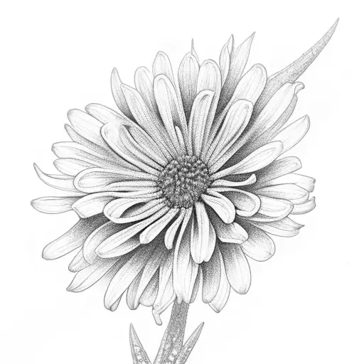 Chrysanthemum larkspur violet daisy tattoo design idea