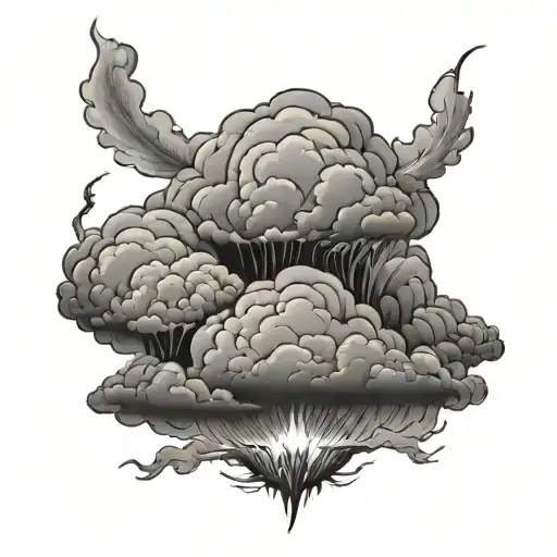 Storm clouds with the nameThunder tattoo design idea