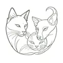 A minimalist design of a cat and dog intertwined to represent the client's love for both animals tattoo design idea