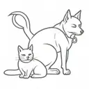 A minimalist design of a cat and dog intertwined to represent the client's love for both animals tattoo design idea