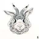 chinese zodiac ox and rabbit tattoo design idea