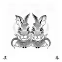 chinese zodiac ox and rabbit tattoo design idea