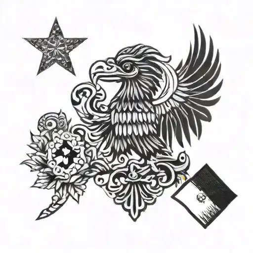 Mexican eagle and mexico flag tattoo design idea