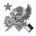 Mexican eagle and mexico flag tattoo design idea