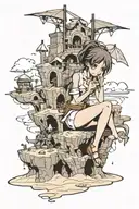 building sandcastles tattoo design idea