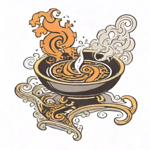 incense in a dish and the smoke is turning into an aum symbol tattoo design idea