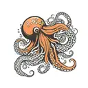 octopus and jellyfish intertwined black and white tattoo design idea