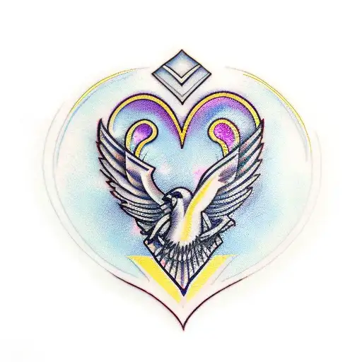 heart bow and arrow wings halo design tattoo design idea