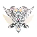 heart bow and arrow wings halo design tattoo design idea