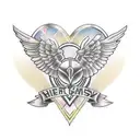 heart bow and arrow wings halo design tattoo design idea