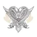 heart bow and arrow wings halo design tattoo design idea